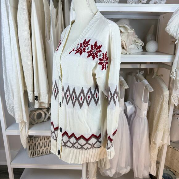 Loft Outlet sz. Large Holiday festive Christmas sweater, cardigan, office #4380 - Picture 3 of 8